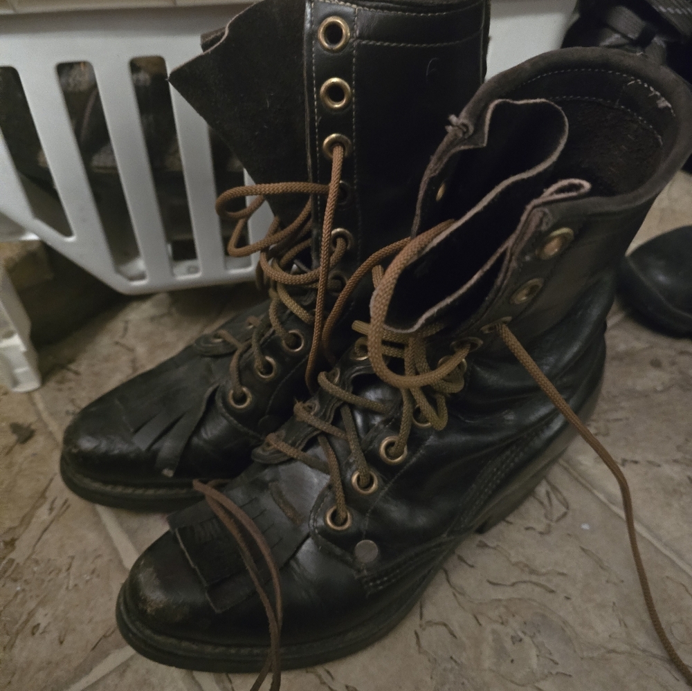 Black Leather Western Boots